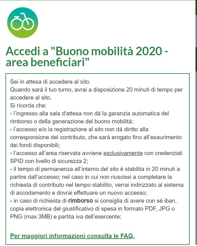 Bonus mobilità applicazione web per caricare la fattura