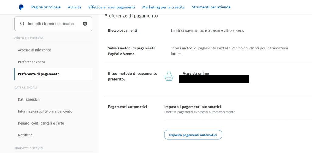 Annullare pagamenti automatici PayPal 2